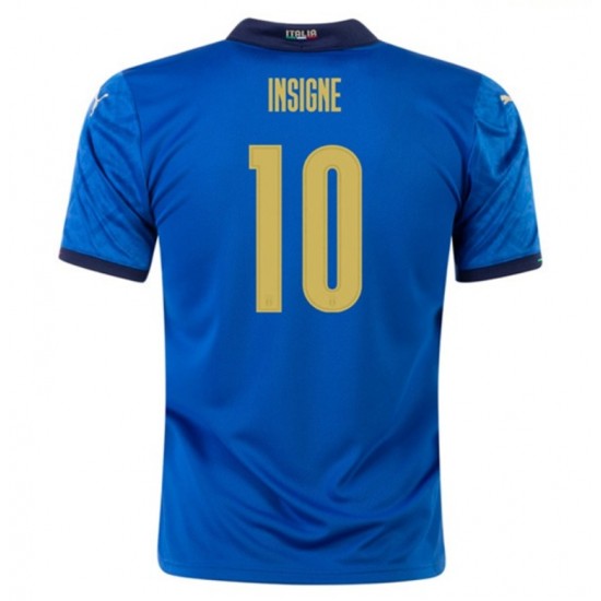 Camisola Itália Insigne 10 Equipamento Primeiro Euro 2020 Manga Curta